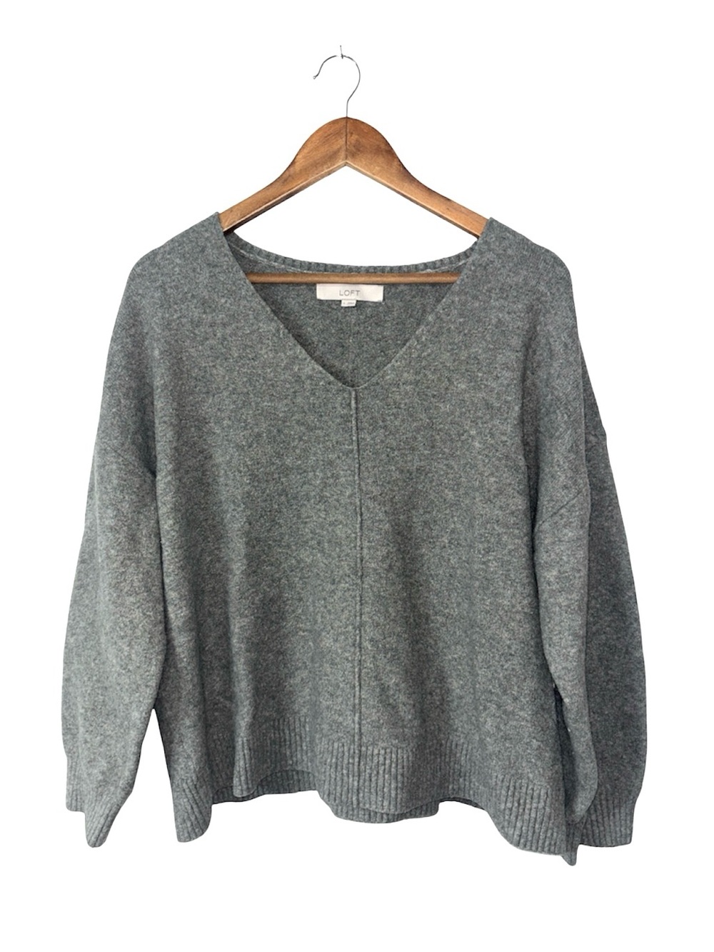 Loft Green Teal Speckled V-Neck Sweater Soft Fall Size Large